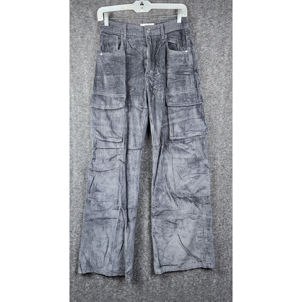 Cotton On Cord Cargo Jean Women 2 Grey High Rise Wide Leg Corduroy Pants